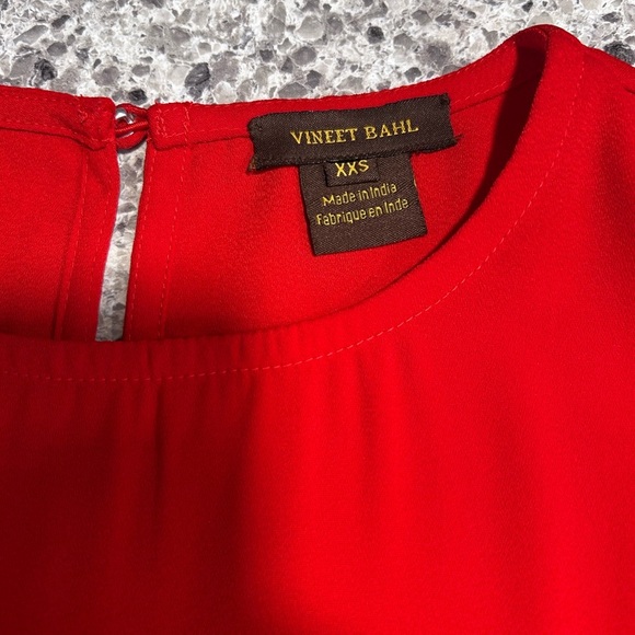 Anthropologie Vineet Bahl Vibrant Red Ruffled Hem Short Sleeve Mini Dress  XXS - Picture 2 of 8